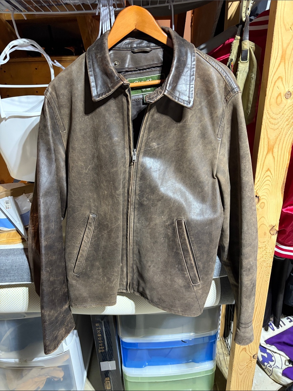 Eddie Bauer Brown Leather Bomber Jacket